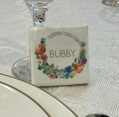 Simanim Floral Place Card Cookies