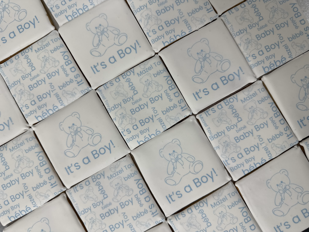 Baby Boy Word Cloud + It's a Boy Cookies