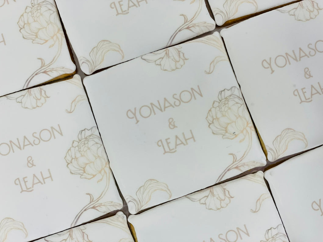 Floating Floral + Names Cookies