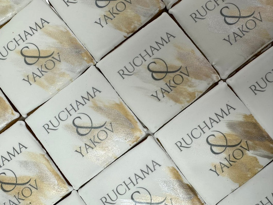 Brushstroke Collection -Printed Engagement Name Cookies