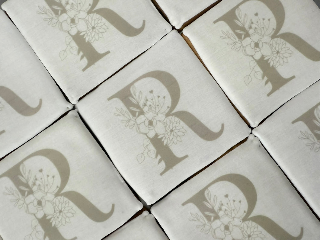 Neutral Collection - Floral Initial Cookies