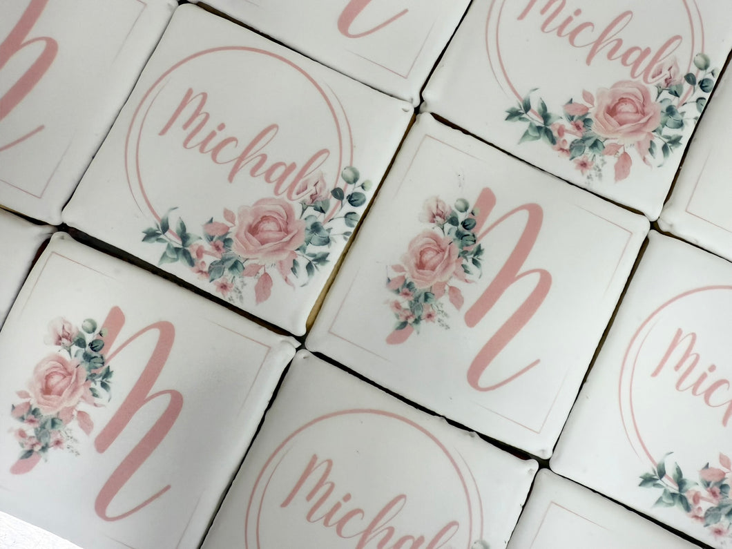 Wreath Collection - Light Pink + Name/Initial Cookies