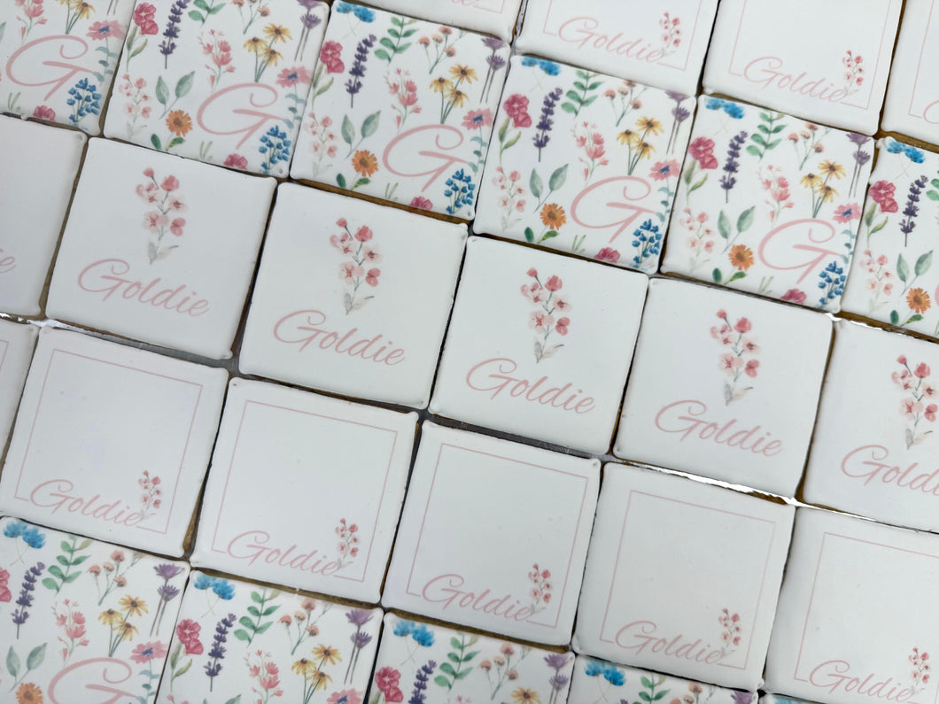 Watercolor Floral Background + Initial Cookies