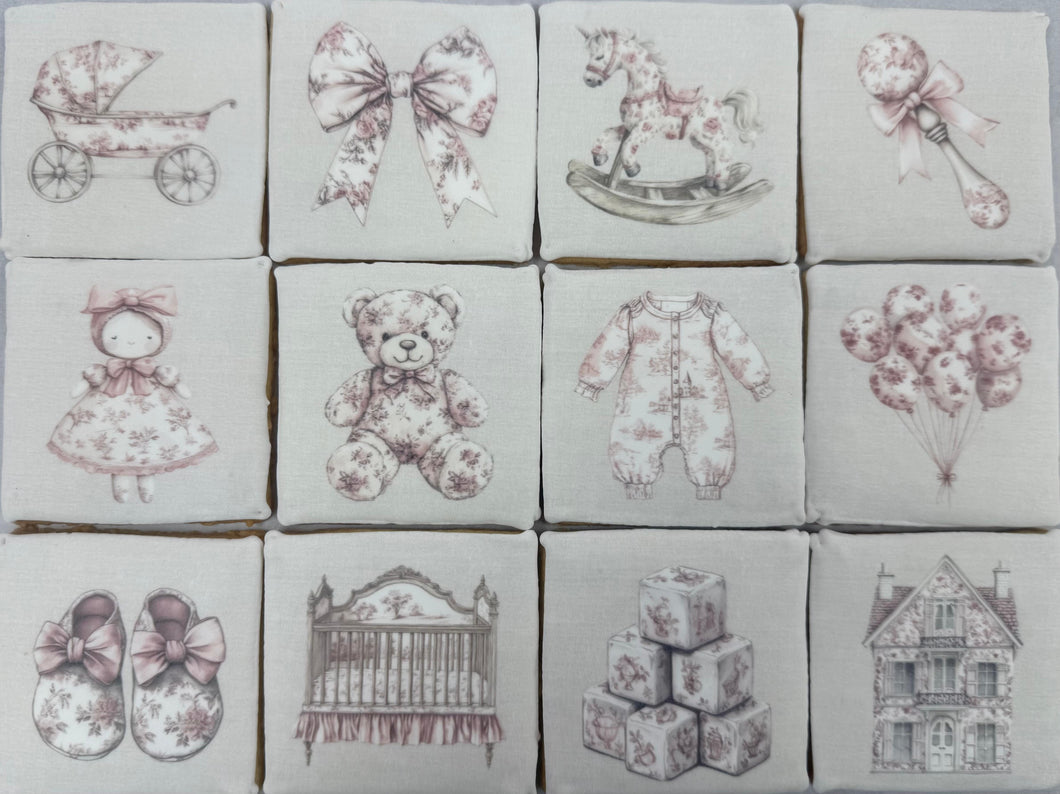 Whimsical Vintage Baby Girl Cookies